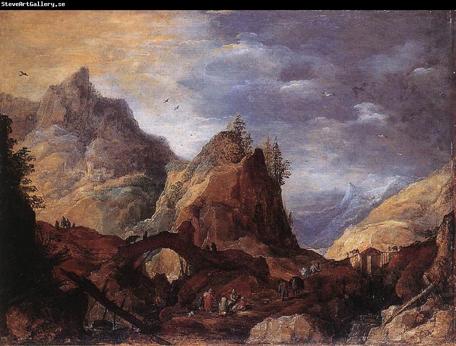 MOMPER, Joos de Mountain Scene with Bridges gs